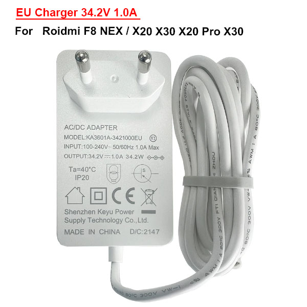 EU Charger 34.2V 1.0A  For Roidmi F8 NEX / X20 X30 X20 Pro X30