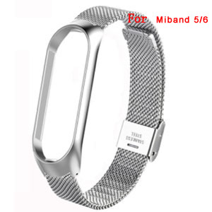 silver Stainless steel clasp Wristband For miband 5/6  