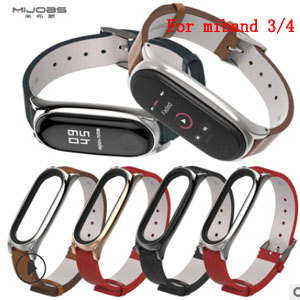  mijobs PU leather strap for miband 3/4/5 