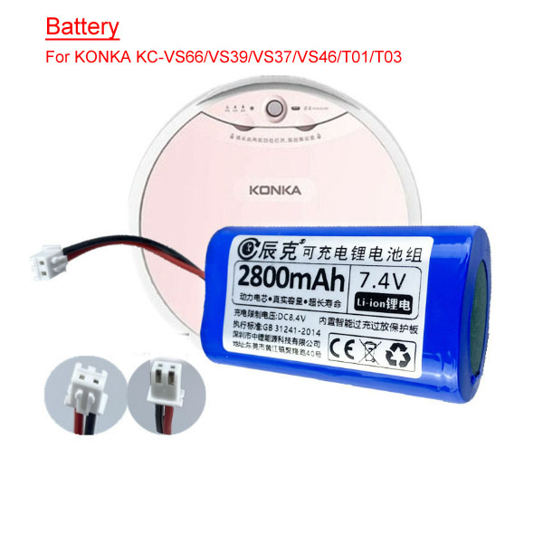  2800mah  7.4v Battery For KONKA KC-VS66/VS39/VS37/VS46/T01/T03 