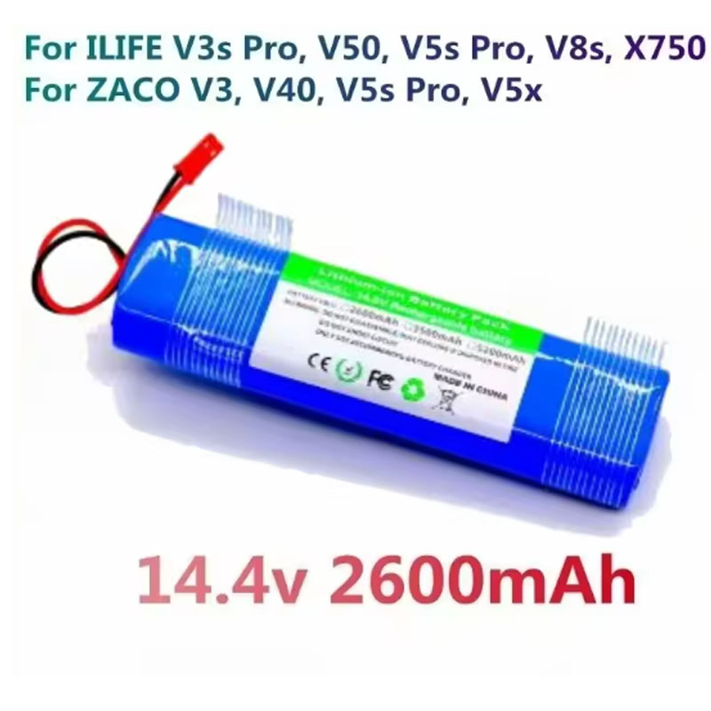   14.8V 2600mAh Battery For ILIFE  V3s Pro V50 V5s Pro V8s X750 for ZACO V3 V40 V5s Pro V5x  