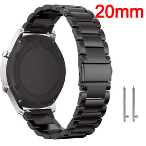   (Black) 20mm stainless steel  Wristband For Huami Bip/Bip lite/GTS1/2/GTR 42mm  