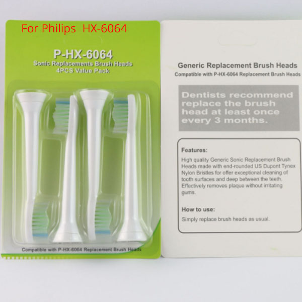 Sonic Toothbrush Heads P-HX-6064 HX6064 Soft Bristle Neutral Package 4pcs/Lot