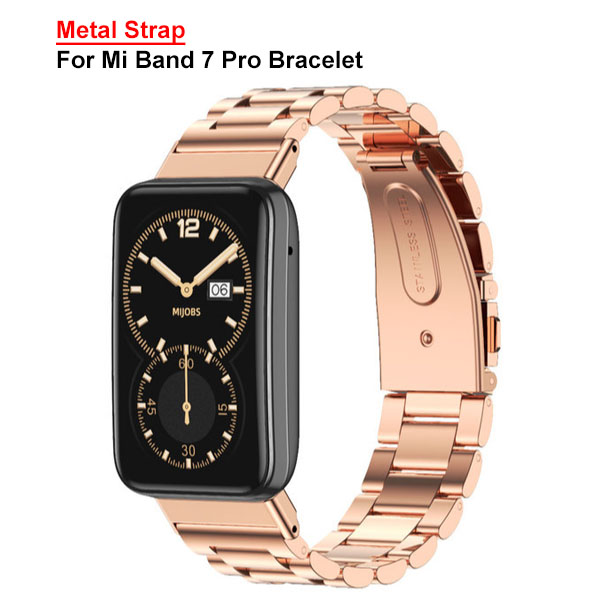 mijobs Metal Strap For Mi Band 7 Pro Gold/ rose gold