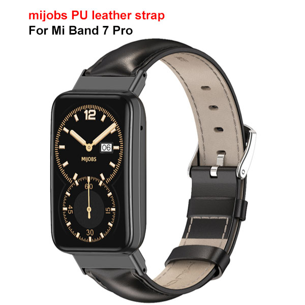 mijobs PU leather strap For miband 7 pro