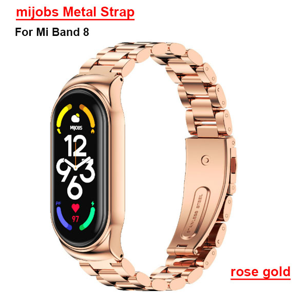  (Gold / rose gold) mijobs Metal Strap For Mi Band 8	 