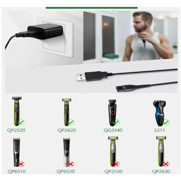  4.3v USB Charging Cable For Philips A00390 OneBlade S301 310 330 Shaver  _4